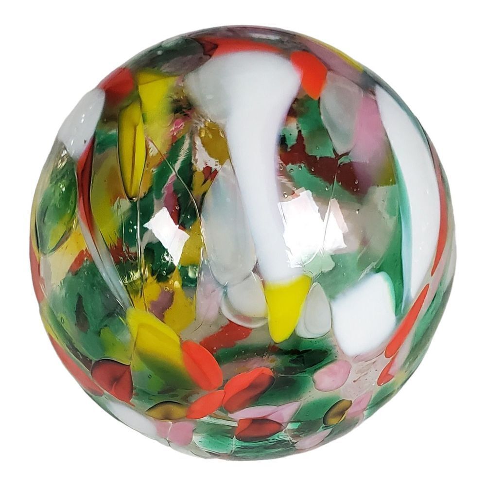 Glass Blown Ornament Christmas Tree Round Clear Red Green Decor Poland Handmade - Picture 5 of 9